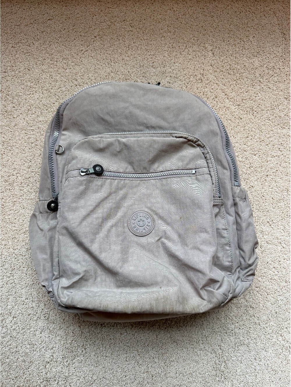 Kipling Seoul Large Backpack Gray Taupe Nylon Laptop Travel School Bag
